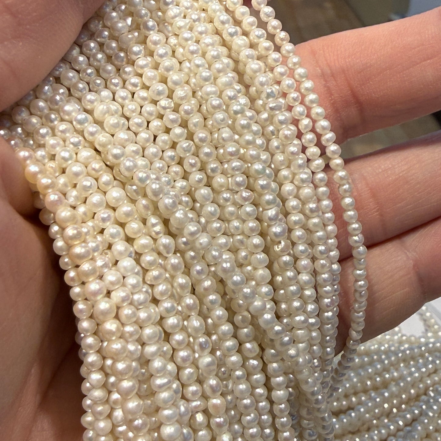Genuine Seed pearls approx 15" strands  AA quality