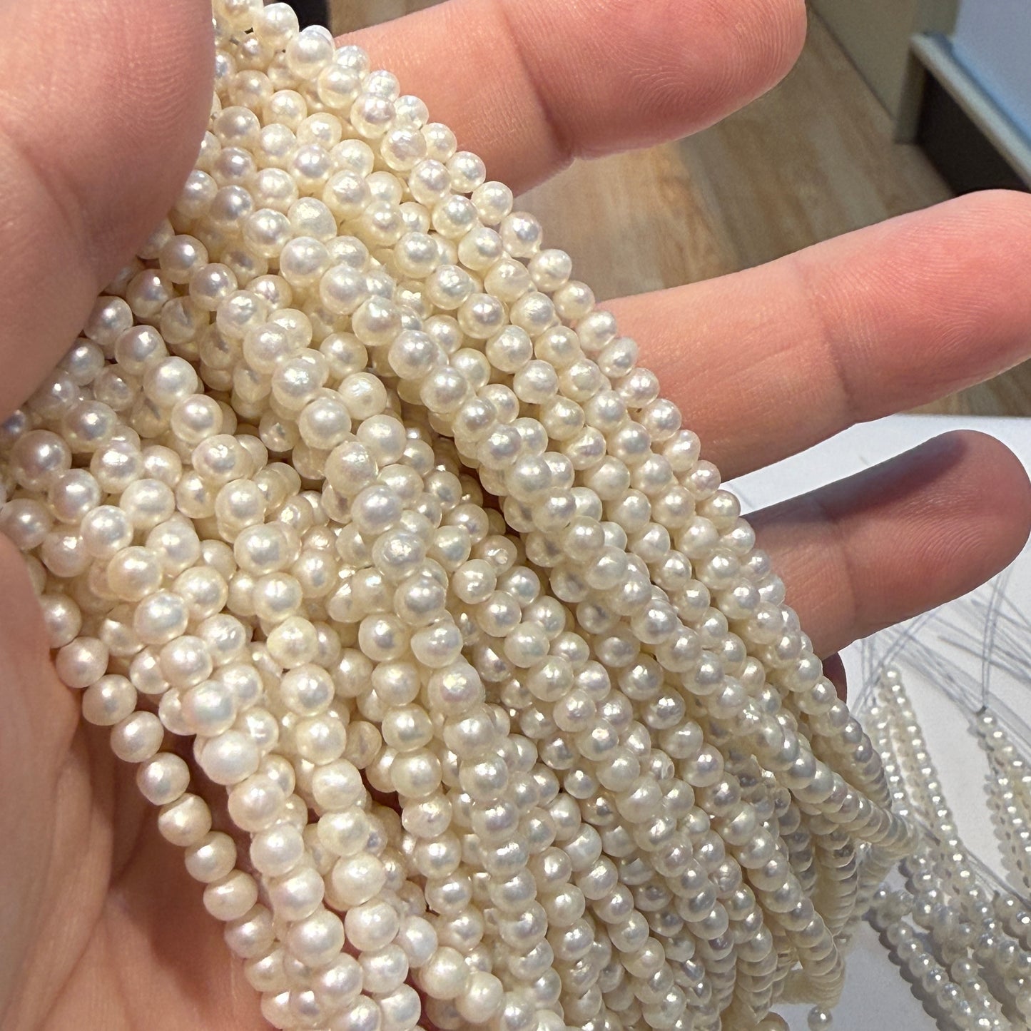 Genuine Seed pearls approx 15" strands  AA quality