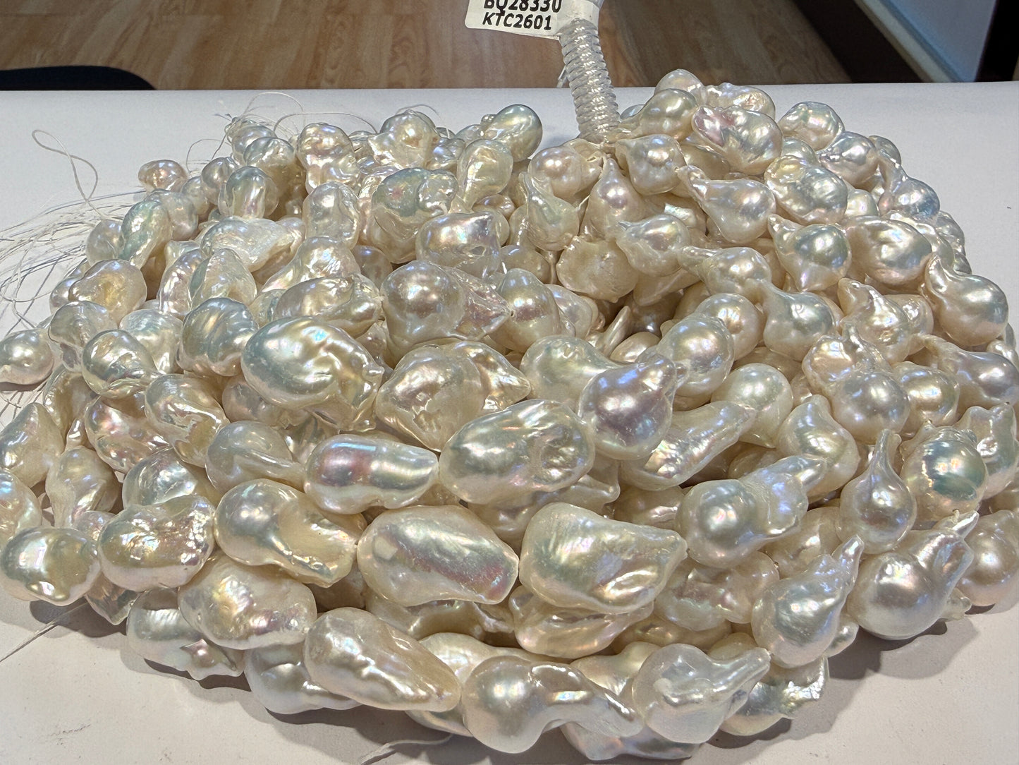 Natural Baroque "Fireball" Pearl strands 12-15mm  approx 16" strands, white no dead spots!