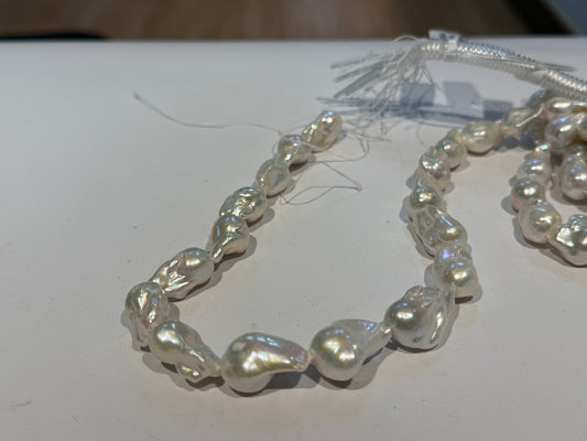 Natural Baroque "Fireball" Pearl strands 12-15mm  approx 16" strands, white no dead spots!