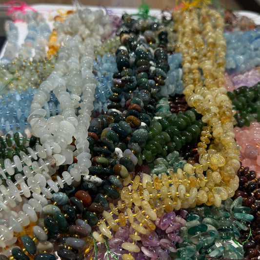 Natural, Genuine, Freeform, Center Drilled Gemstone Beads approx 15" strands