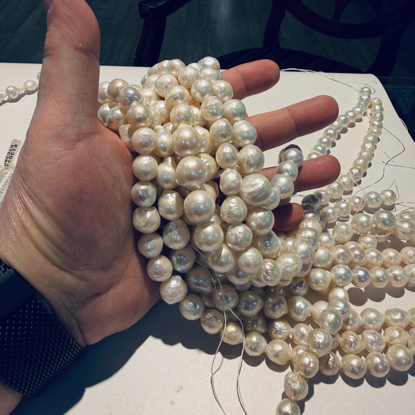 "Wrinkle" "Ripple"  Genuine Pearls 10-12mm great luster, approx 15" Kasumi Style