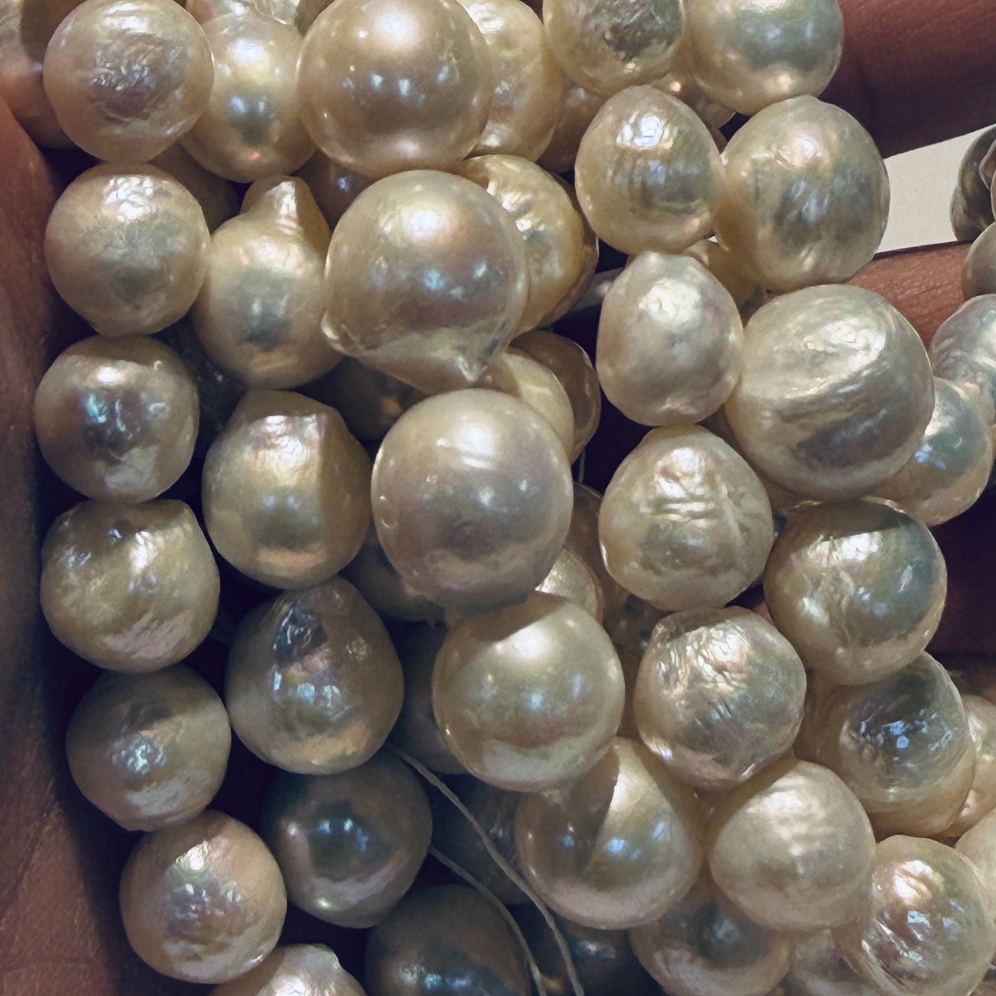 "Wrinkle" "Ripple"  Genuine Pearls 10-12mm great luster, approx 15" Kasumi Style