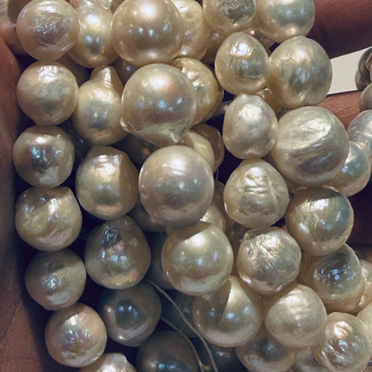 "Wrinkle" "Ripple"  Genuine Pearls 10-12mm great luster, approx 15" Kasumi Style