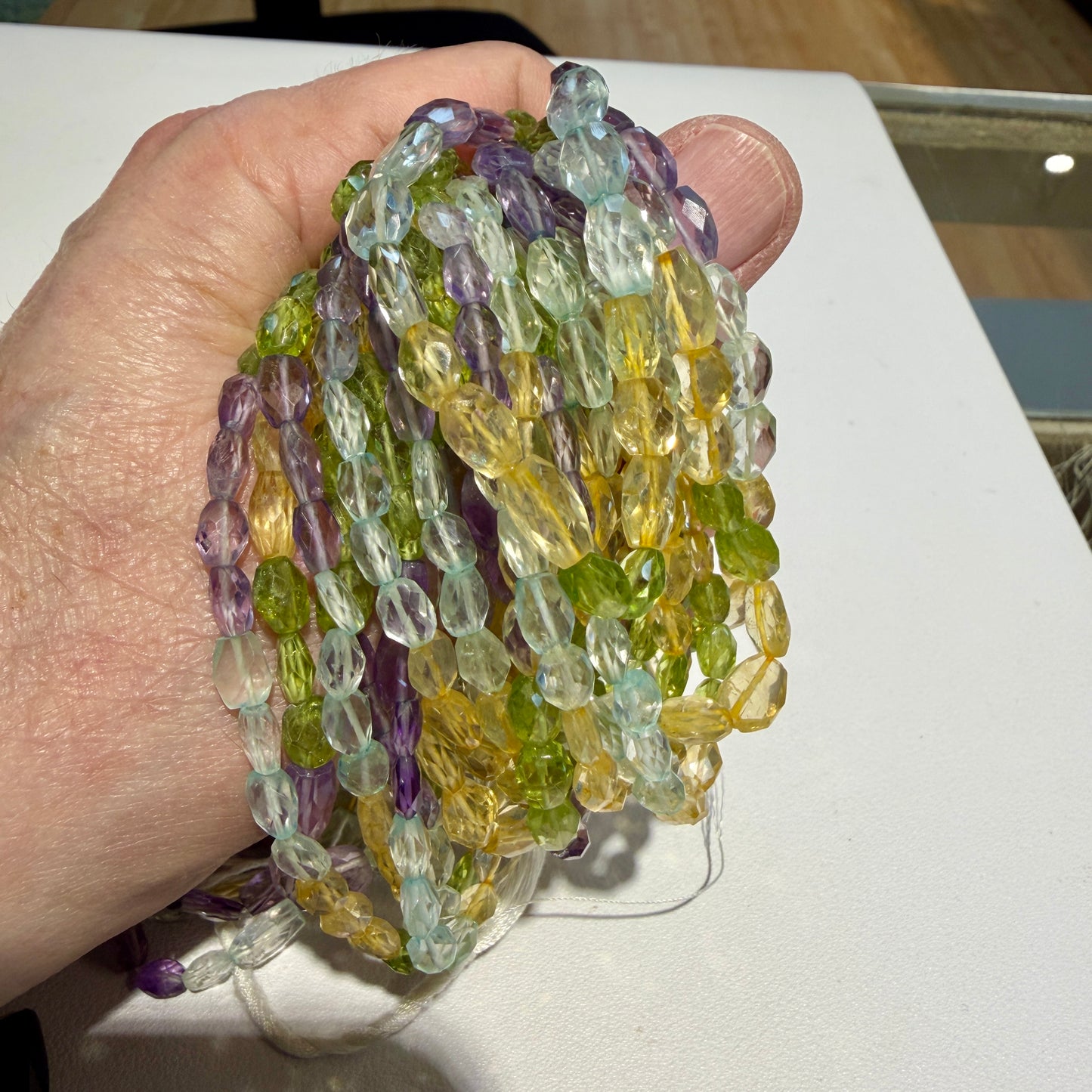 Multi Gemstone Faceted Beads, approx 15" strands, $15 a strand!