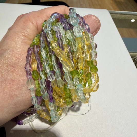 Multi Gemstone Faceted Beads, approx 15" strands, $15 a strand!