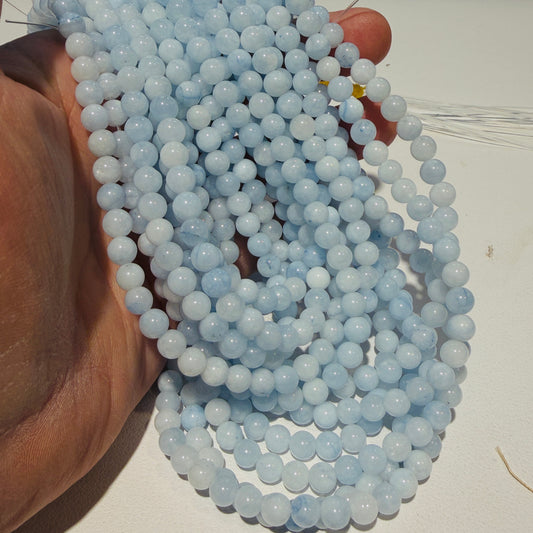Chalcedony, natural light blue, 6mm round, approx 15" strands $15 a strand!