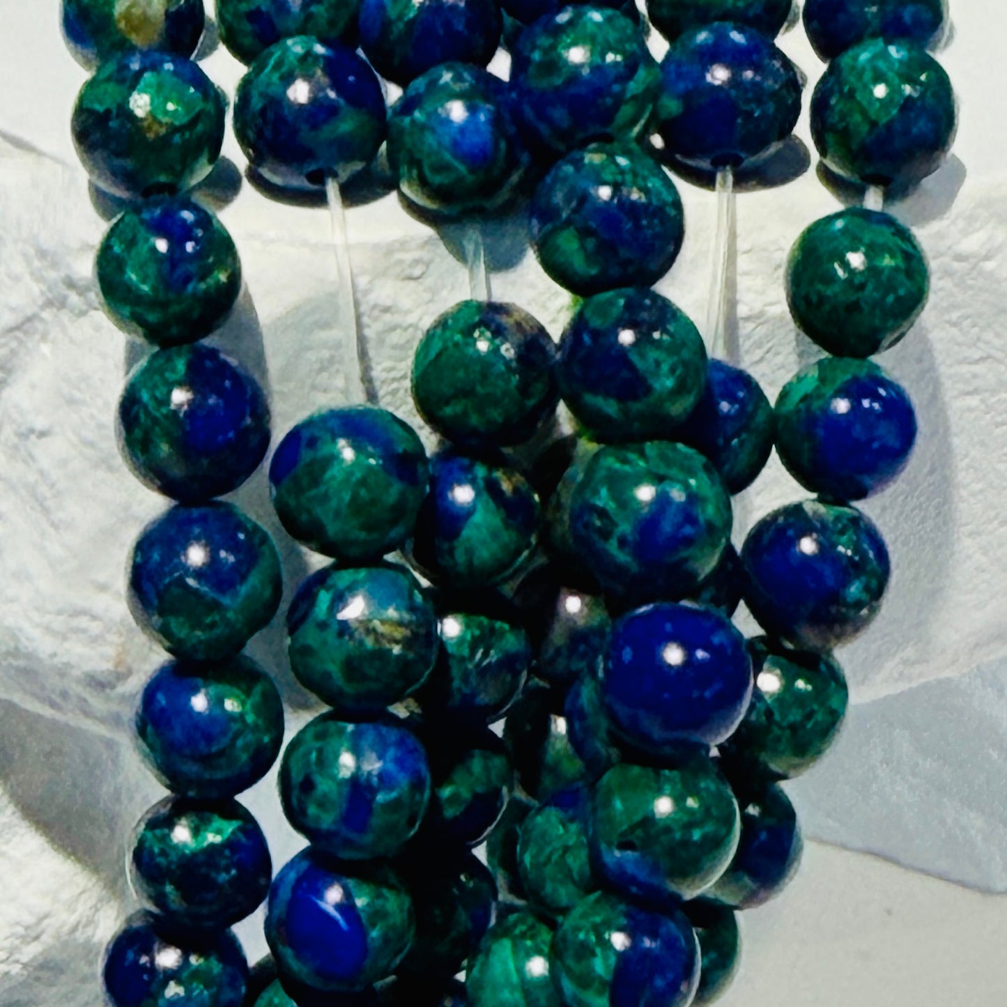 Lapis/Malachite Beads 6mm round, approx 15" strands. $10 a strand!