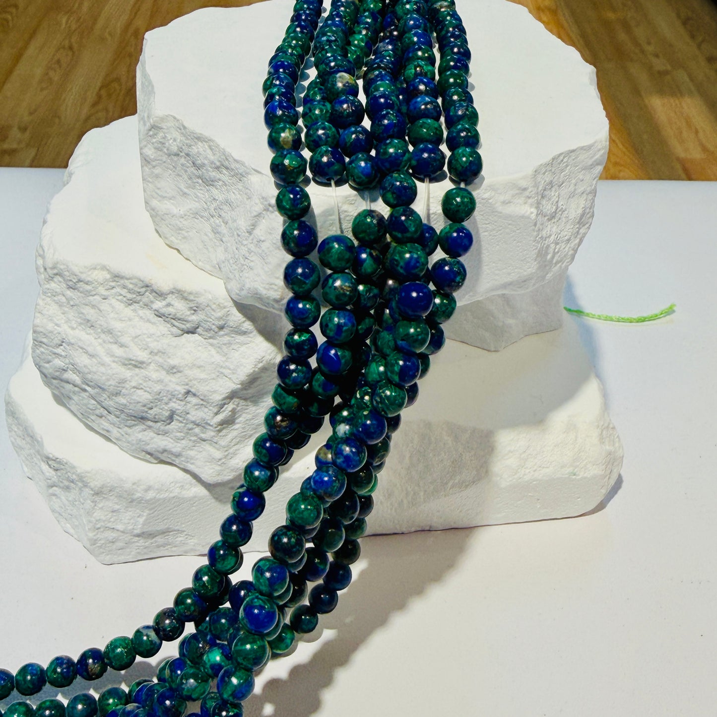 Lapis/Malachite Beads 6mm round, approx 15" strands. $10 a strand!