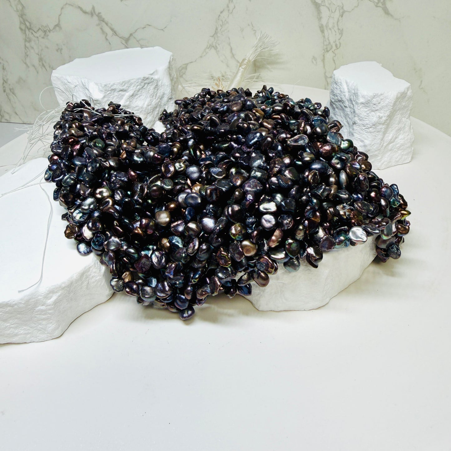Peacock Keshi Pearls approx 4x6mm 15" strands