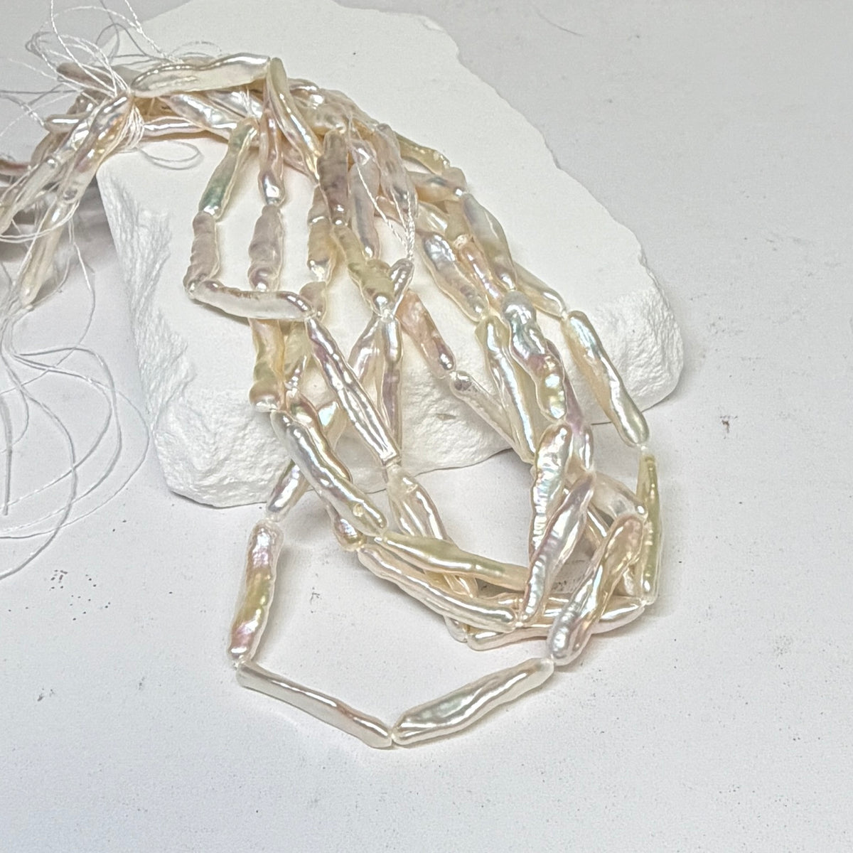 High Luster Stick Pearls approx 4-20mm  15" strands White and Champaign