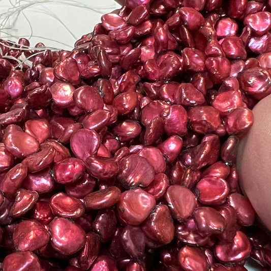 Keshi, Corn Flake Pearls 16" Raspberry color!