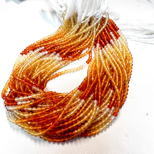 Mexican Fire Opal!  Approx 3mm round faceted 16" strands