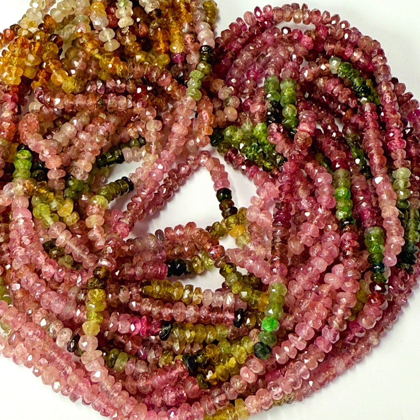 Tourmaline "watermelon" colors 3mm 16" strands all natural