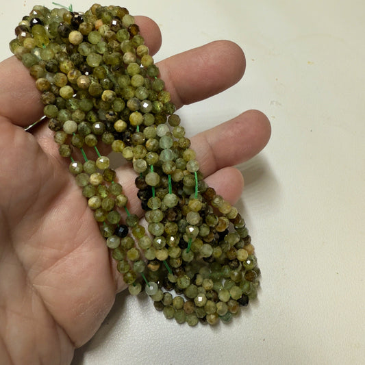Green Grossular Garnet 4 mm faceted 16" strands