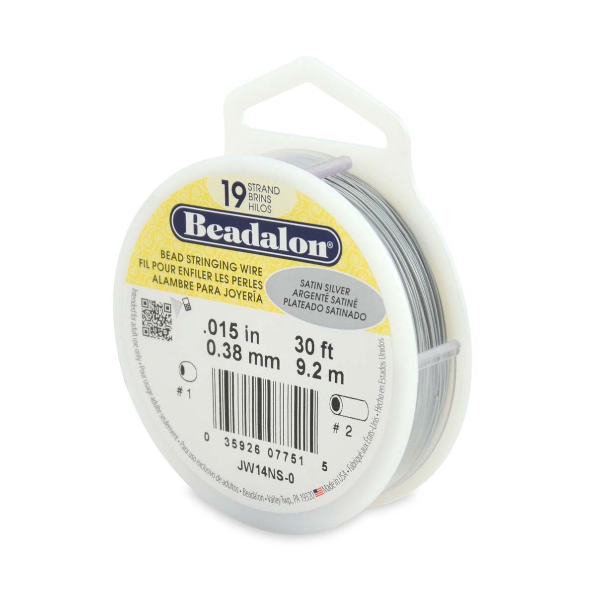 BEADALON 19STRD .015 SAT SILV 30FT