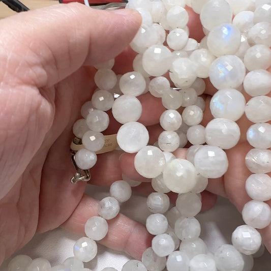 Moonstone Faceted round beads approx 10mm 16" strands