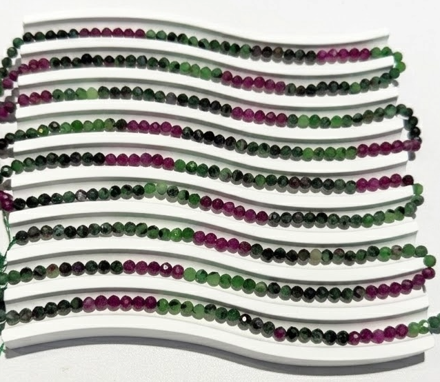 Ruby/Zoisite Faceted, Round, Gemstone beads 4mm 15" strands