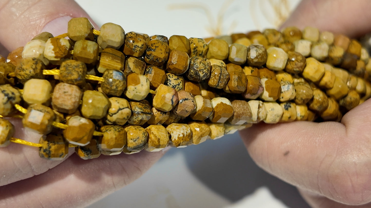 Gemstone Faceted Cube Beads 5.5x5.5mm approx 15" and 61 beads!