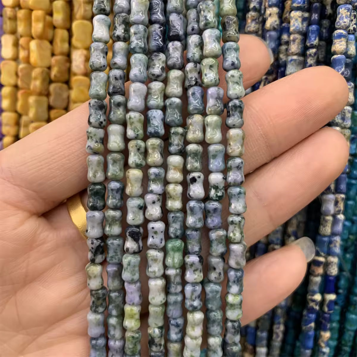 Imperial Jasper Bamboo shape 4x6mm 15" strands