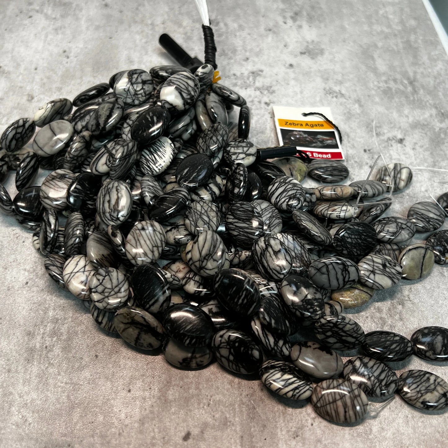 15x20mm Zebra Agate beads 7"