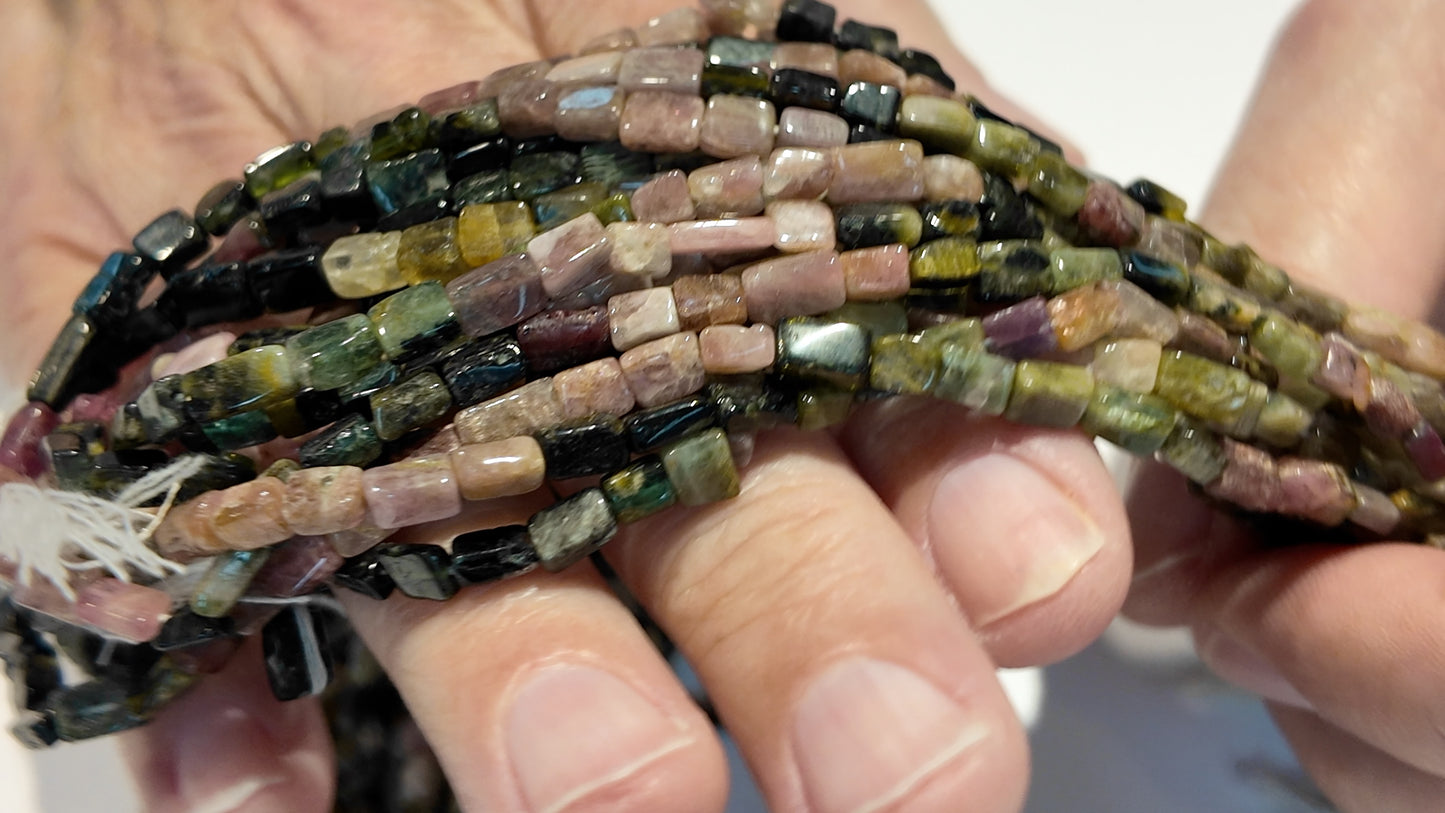Tourmaline Beads Translucent/Transparent.  Primitive cut approx 15" strands.  Natural